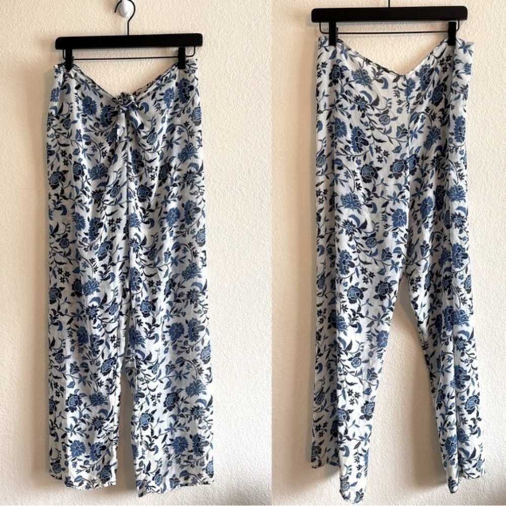 Victoria's Secret Y2K Blue Sheer Knot Front Floral Pants Women's Size Medium - Picture 1 of 11